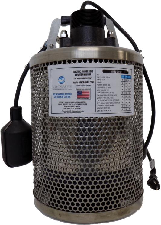 Water Drainer SD 750 T 1Hp Stainless Steel Submersible Dewatering Pump / Sump Pump, Non Clogging Stainless Steel Screen and Tethered Float